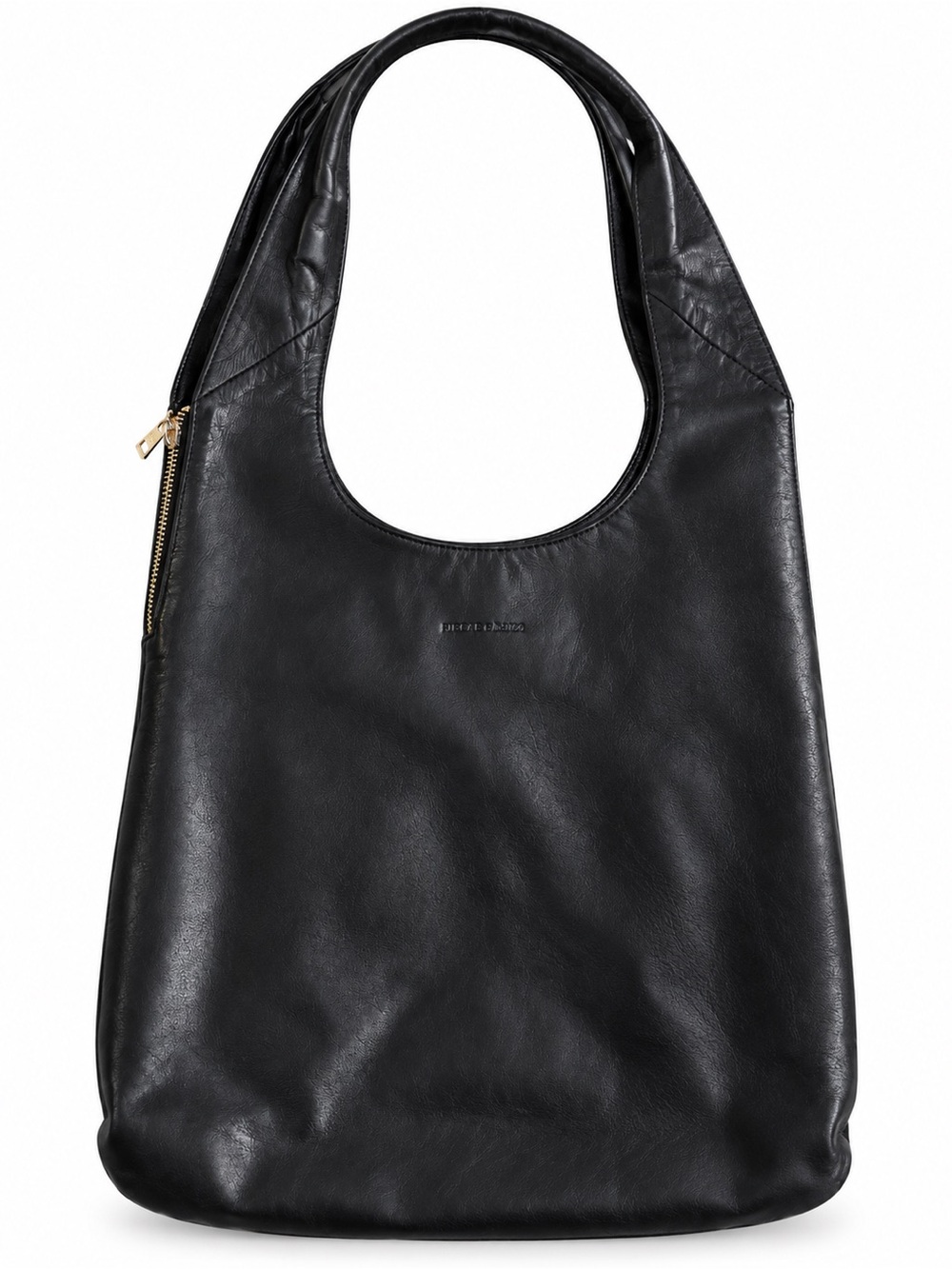 Black Leather Shoulder Tote Bag by RUDSAK